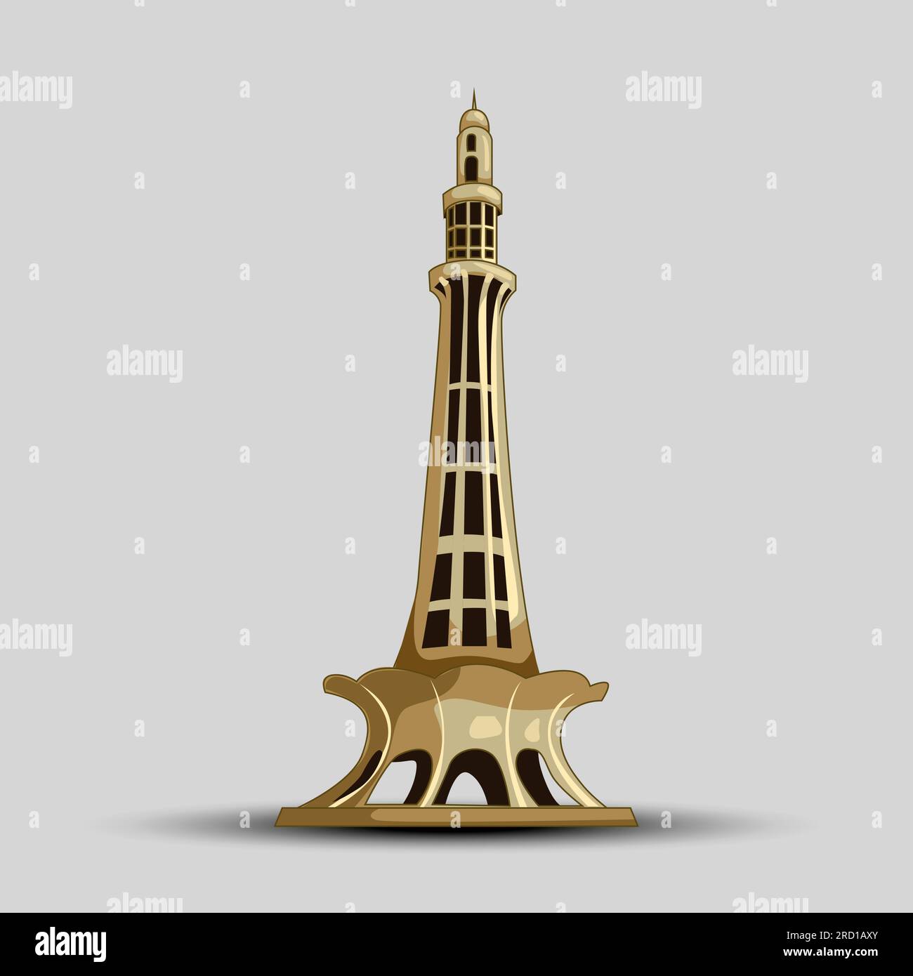 Minar-e-Pakistan. Famous Landmark of Pakistan located in the city of Lahore, Pakistan. abstract Vector illustration Stock Vector