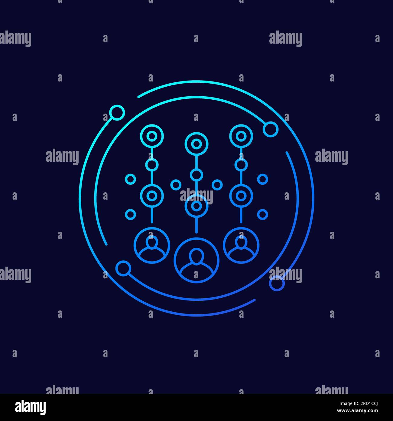collecting user data icon, linear design Stock Vector