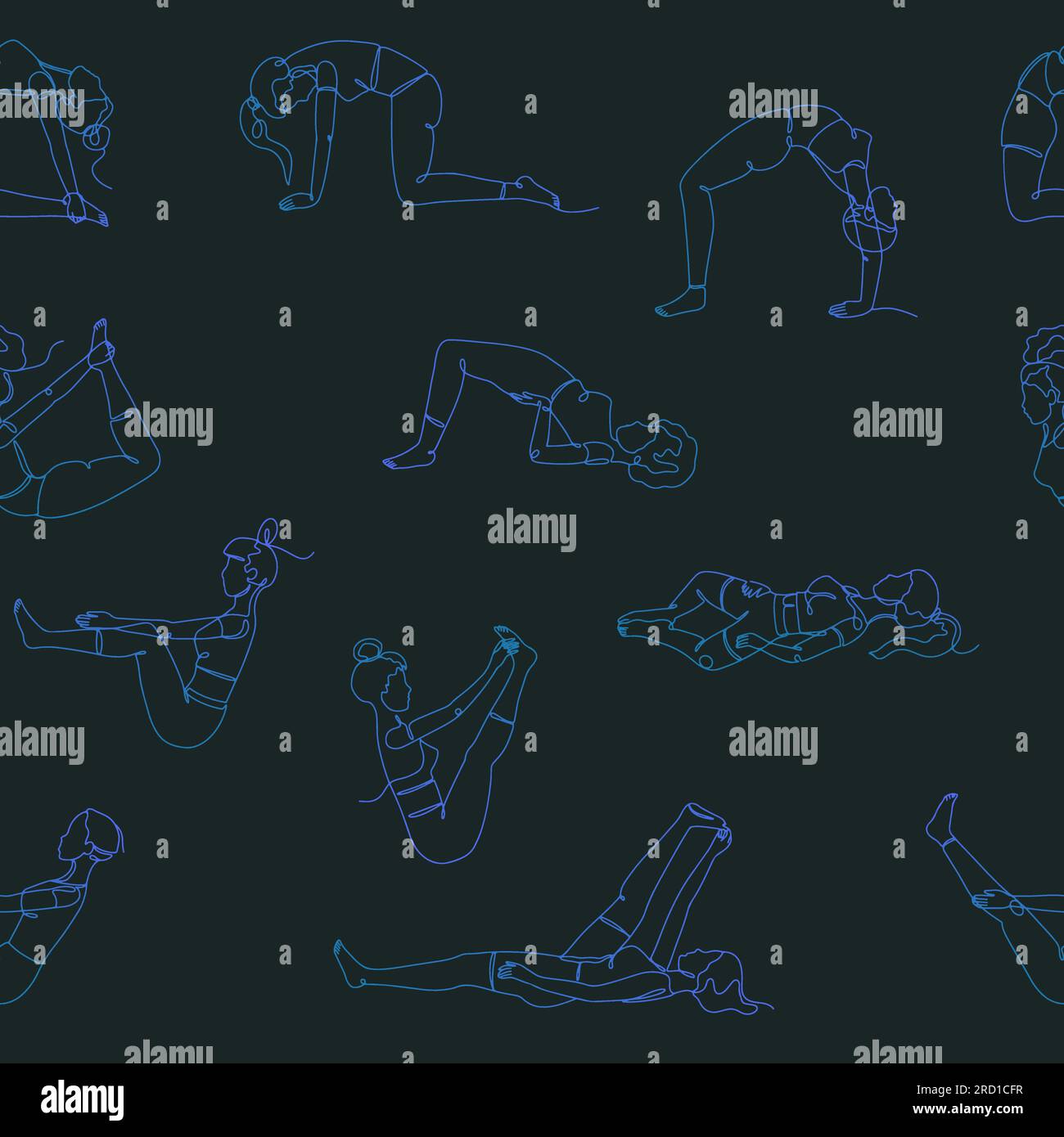 Seamless pattern with single line drawings of yoga poses Stock Vector ...