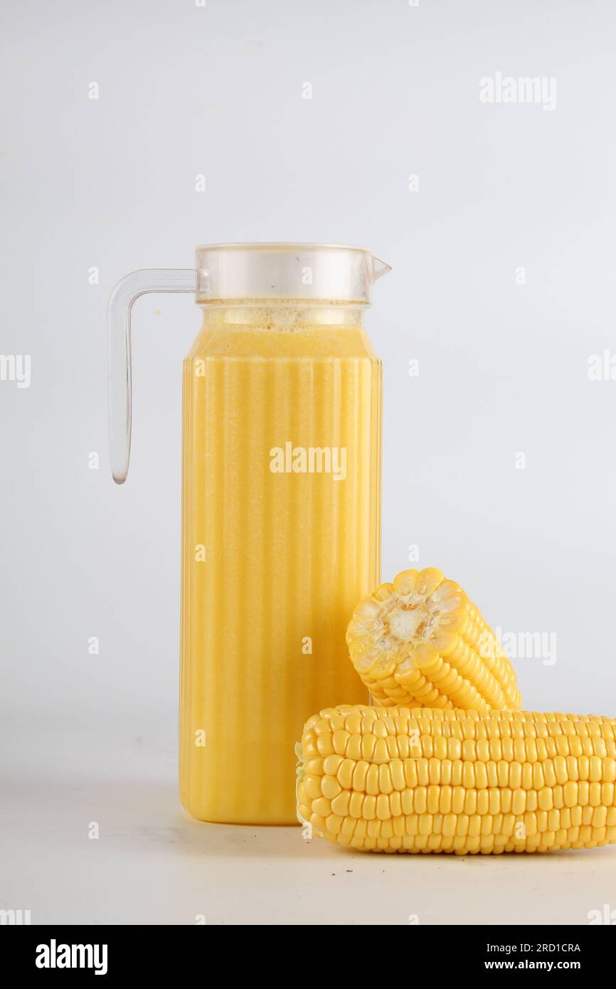 A large bottle of sweet corn juice, jar Stock Photo Alamy