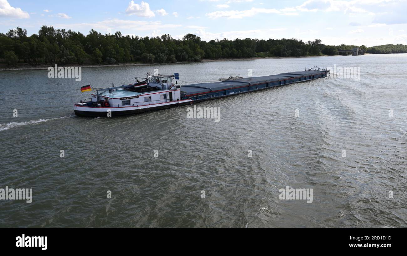 Danube River barge Stock Photo