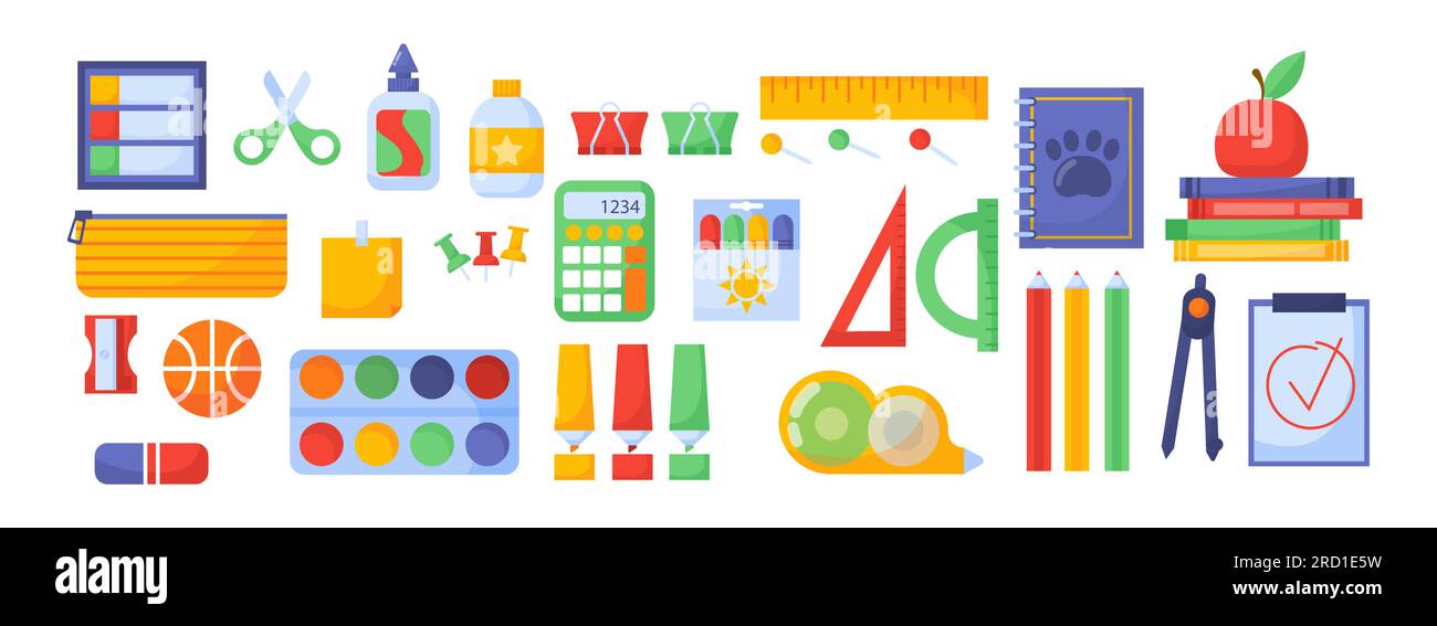 Set of study school supplies Stock Vector Image & Art - Alamy