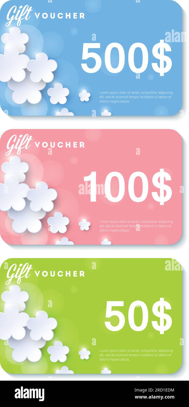 Gift voucher. Discount gift cards set. Vector illustration Stock Vector Image & Art Alamy