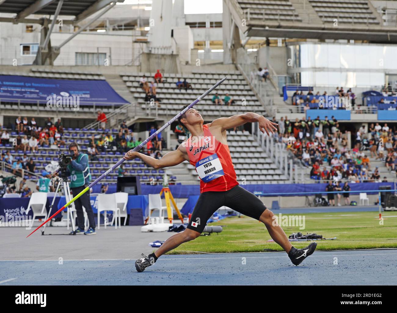 Yuta Wako of Japan competes in the men's javelin throw F13 final for athletes with visual