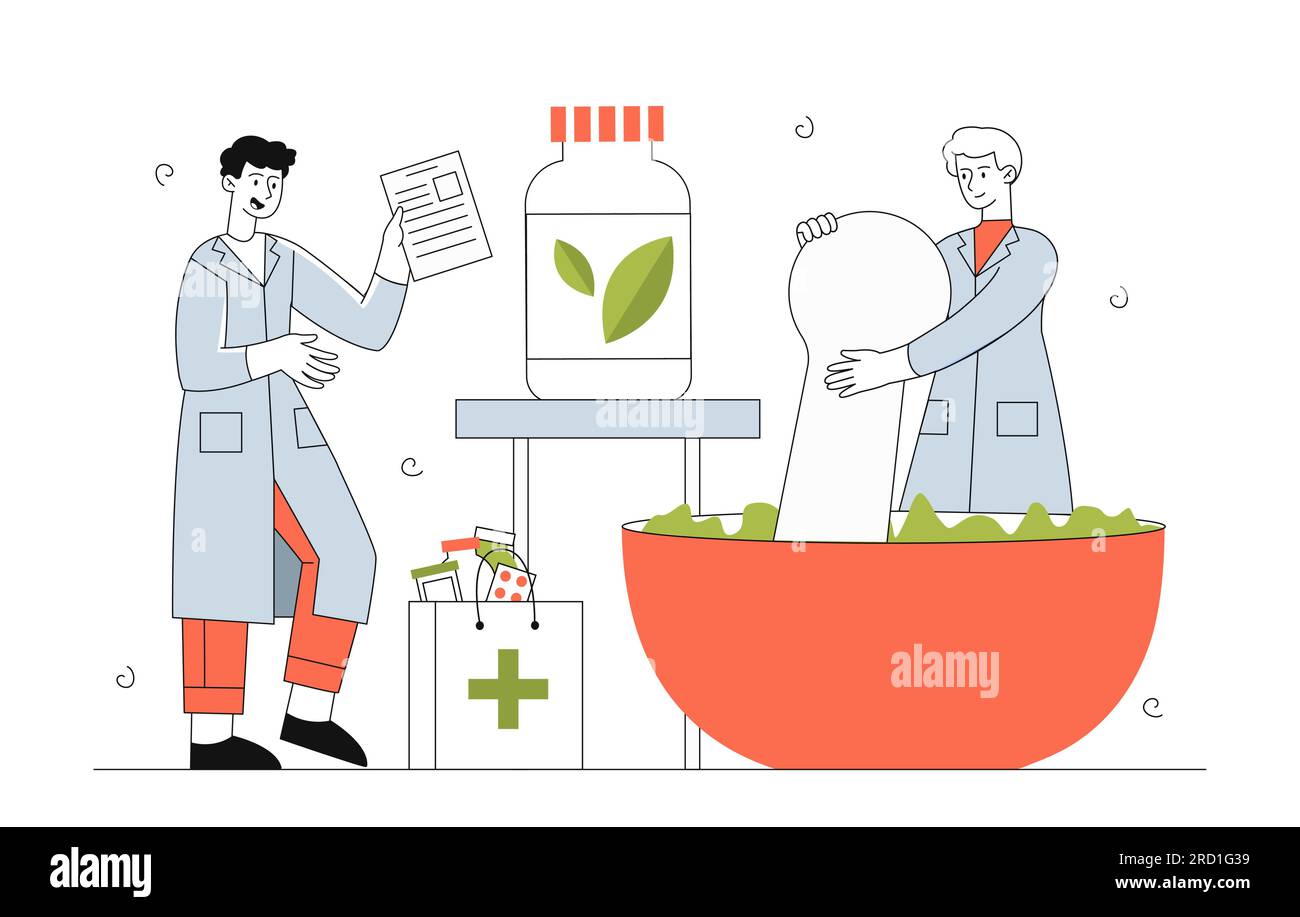 Natural medicine line concept Stock Vector