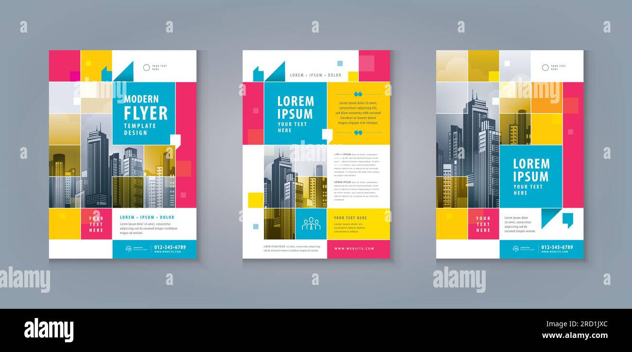 Business Leaflet Brochure Flyer Template Design Set. Corporate Flyer