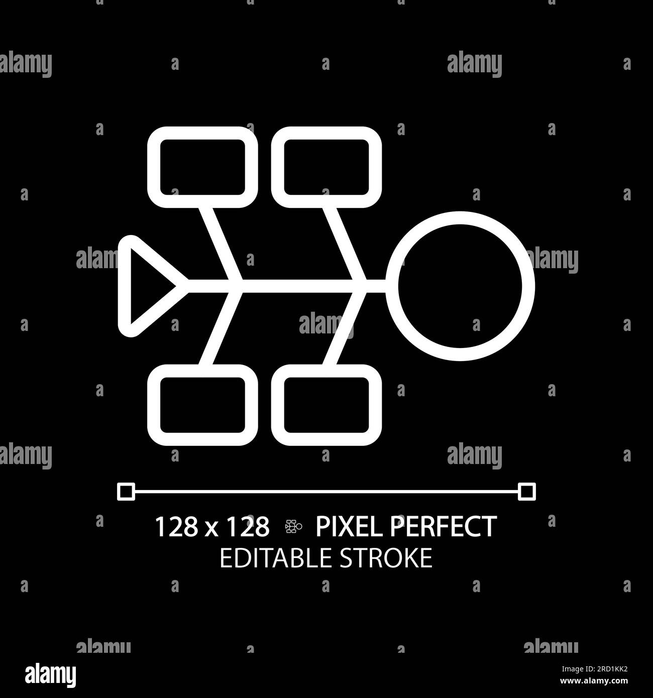 Fishbone diagram white linear icon for dark theme Stock Vector Image ...