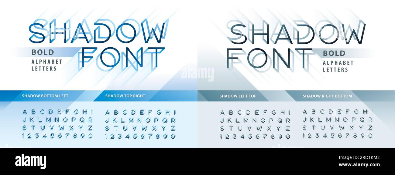 Stylish alphabet letters and numbers with shadow Vector Image