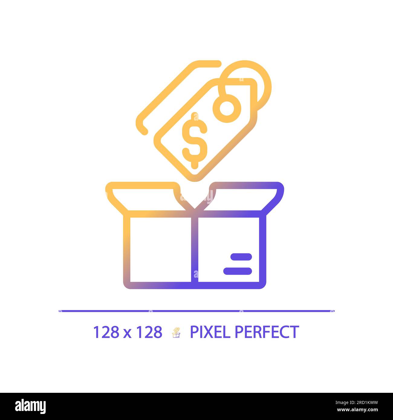 2D gradient pricing label linear icon Stock Vector