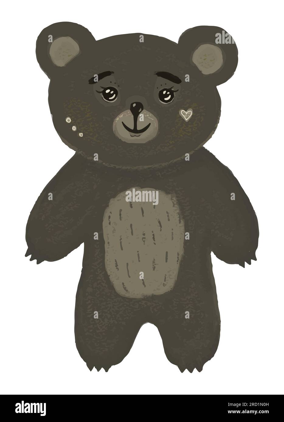 Cute brown bear shirt print, monochrome illustration Stock Vector Image ...