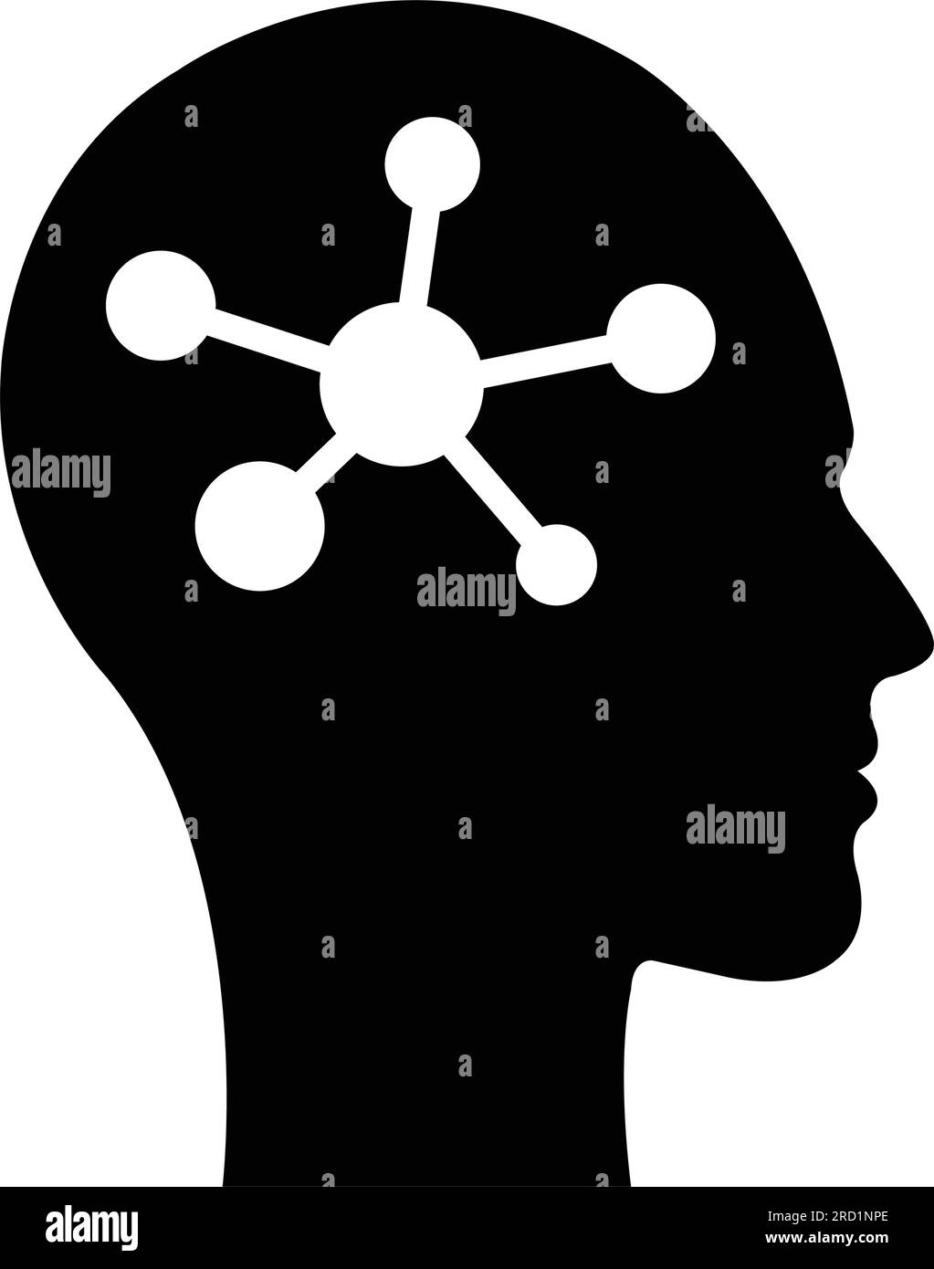 AI, Artificial intelligence icon of human face with a digital chip on ...
