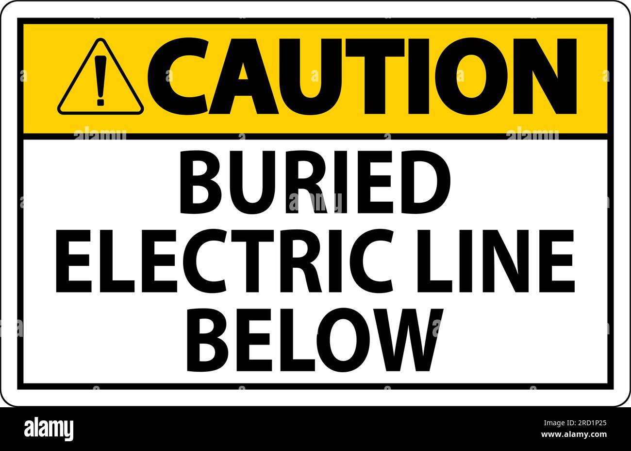 Caution Sign Buried Electric Line Below On White Background Stock Vector