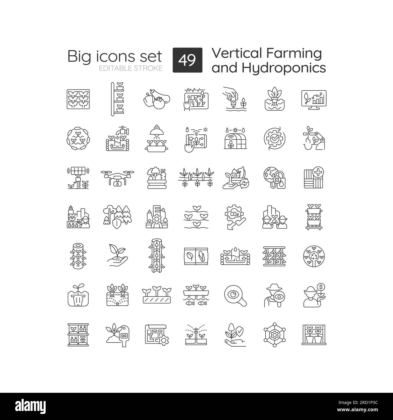 Pack of icons for vertical farming and hydroponics Stock Vector