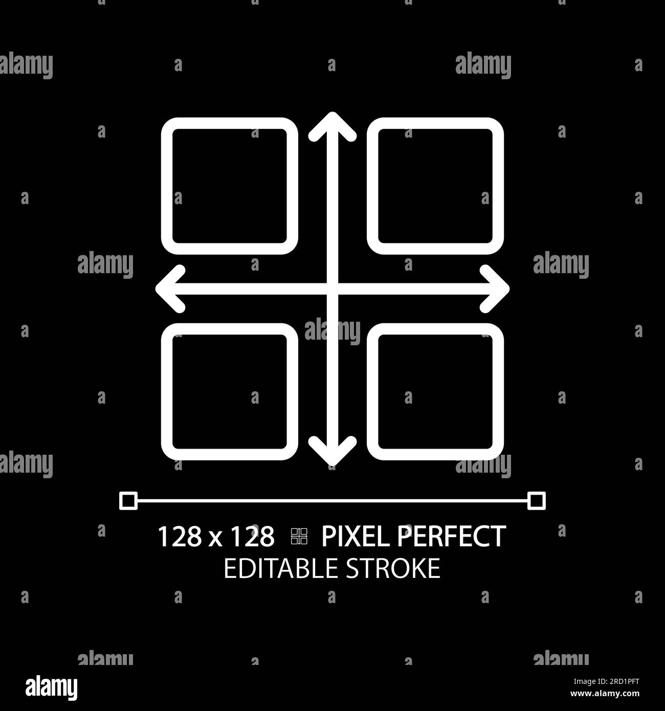Matrix chart white linear icon for dark theme Stock Vector