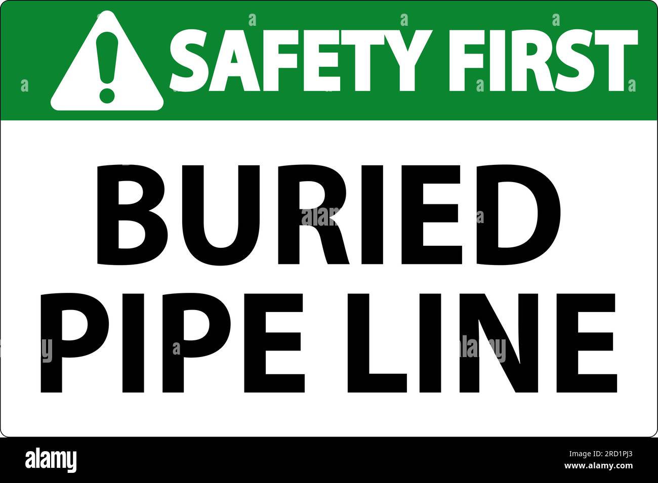 Safety First Sign Buried Pipe Line On White Background Stock Vector