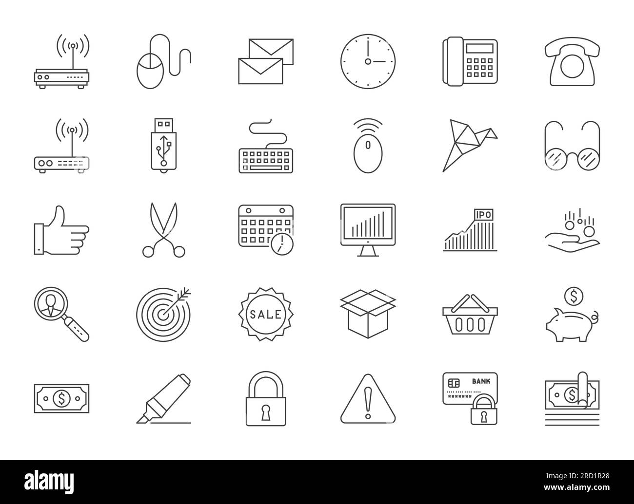 Set vector business line icons in flat design with elements for mobile ...