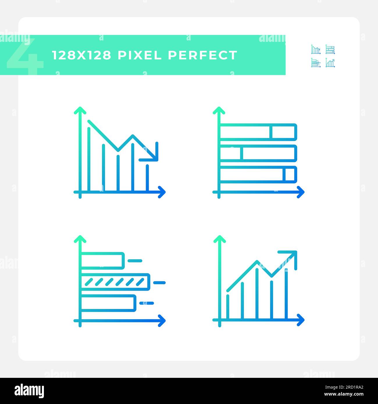 Business performance gradient linear vector icons set Stock Vector