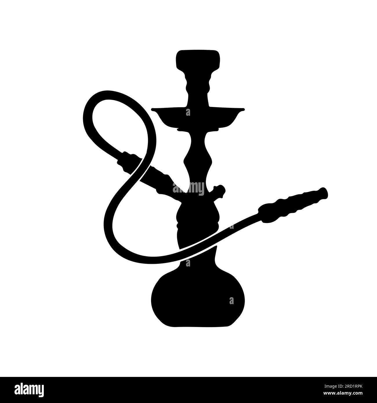 Shisha, hookah black silhouette. Vector hookah illustration isolated on white Stock Vector Image