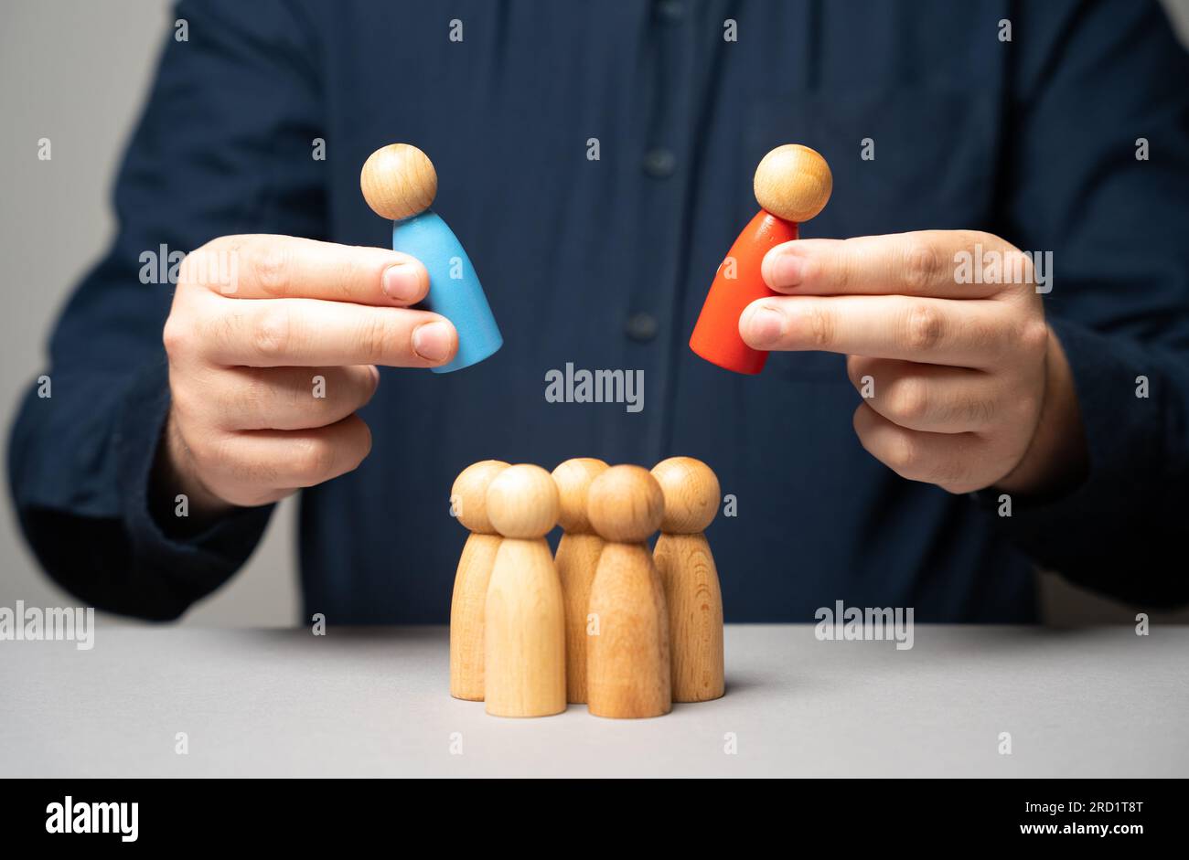 Choose which leader to put at the head of the team. Considering candidates for leadership positions. Evaluate skills, experience, and ability to inspi Stock Photo