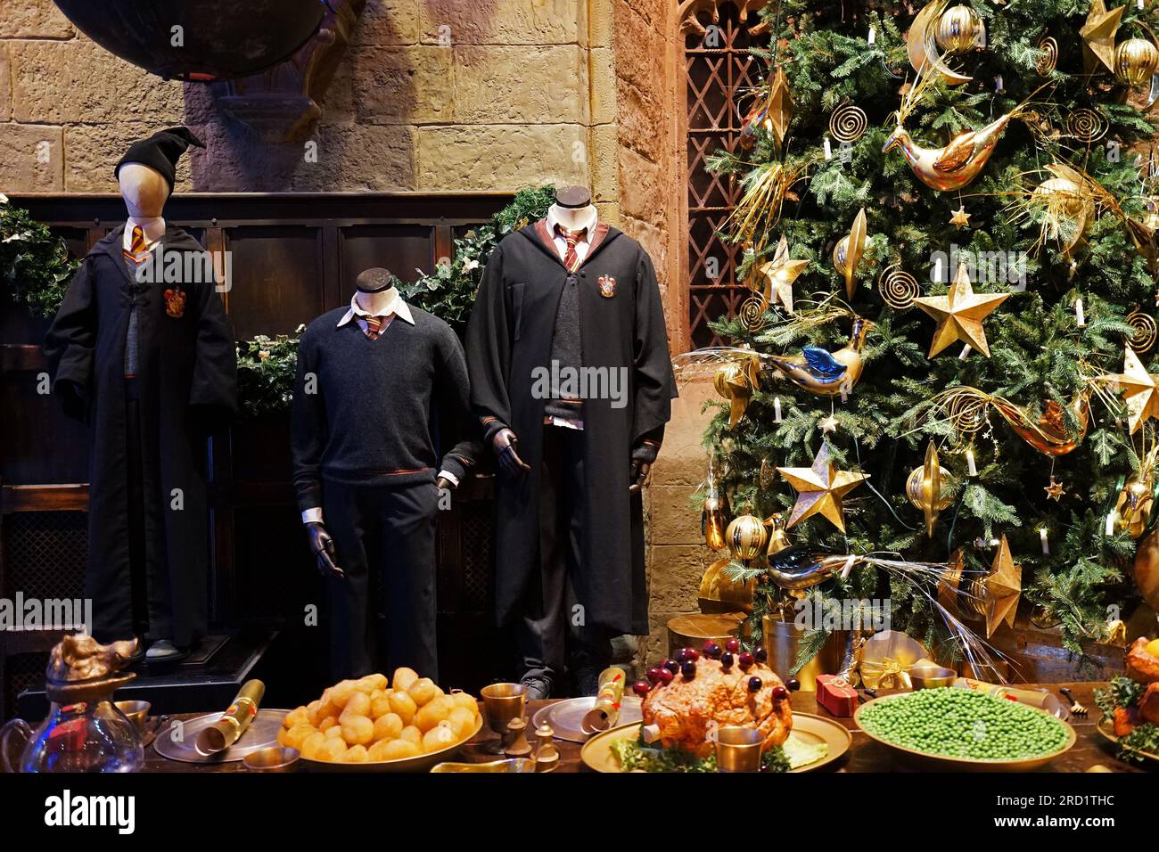 Hogwarts' great hall costume and props at the warner bros studio tour London- The making of Harry Potter, United Kingdom Stock Photo