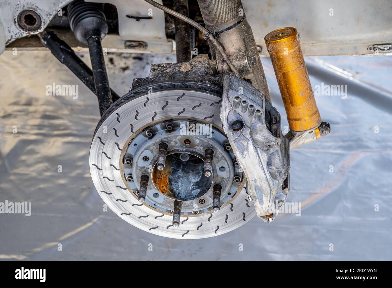 Rally race car brake system detail close up Stock Photo Alamy