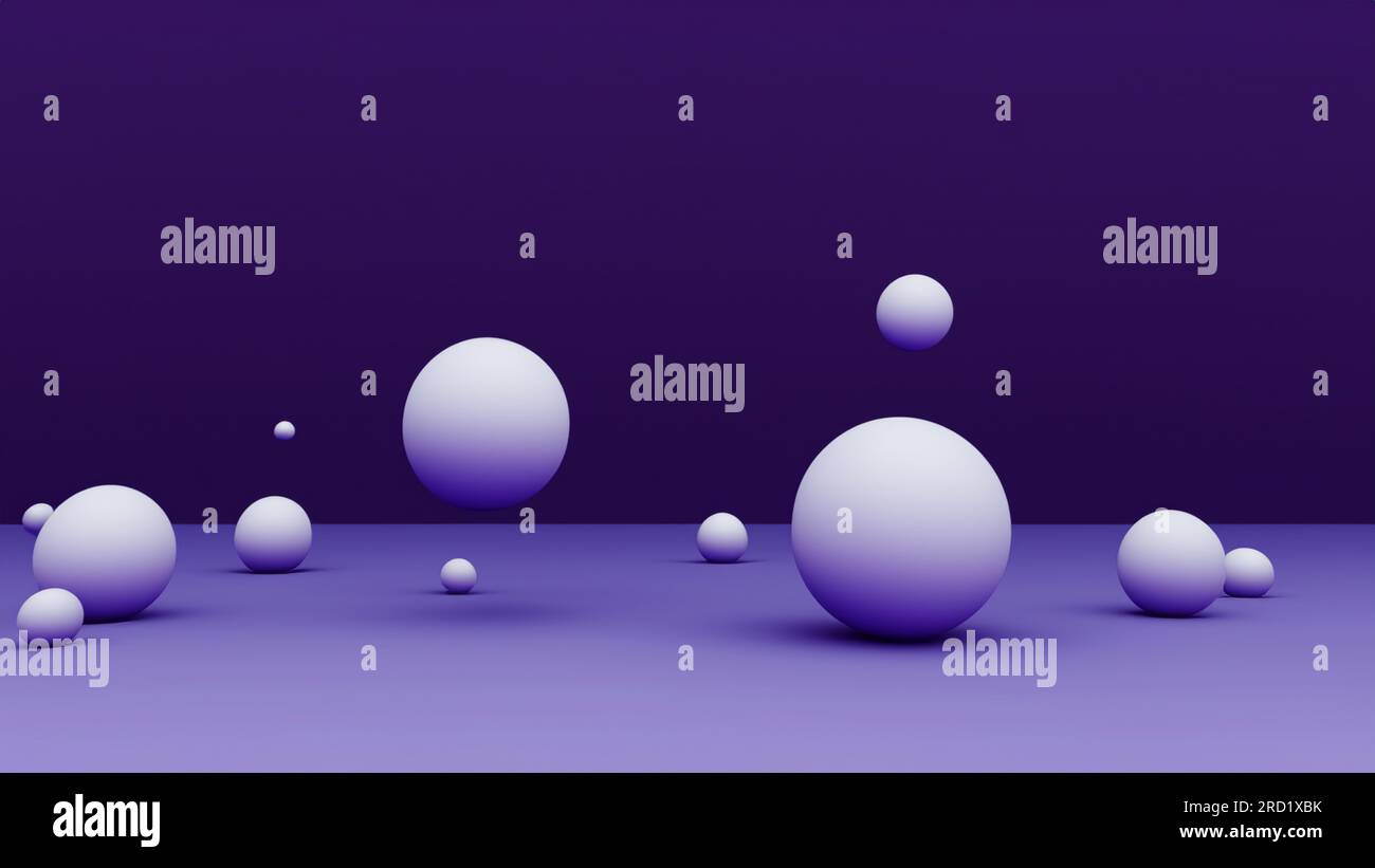 Floating spheres 3d rendering empty space Stock Photo - Alamy