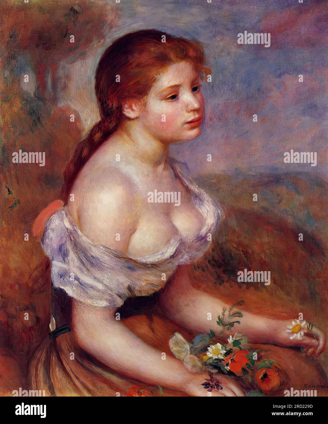 Pierre-Auguste Renoir – Young Girl with Daisies 1889 Stock Photo
