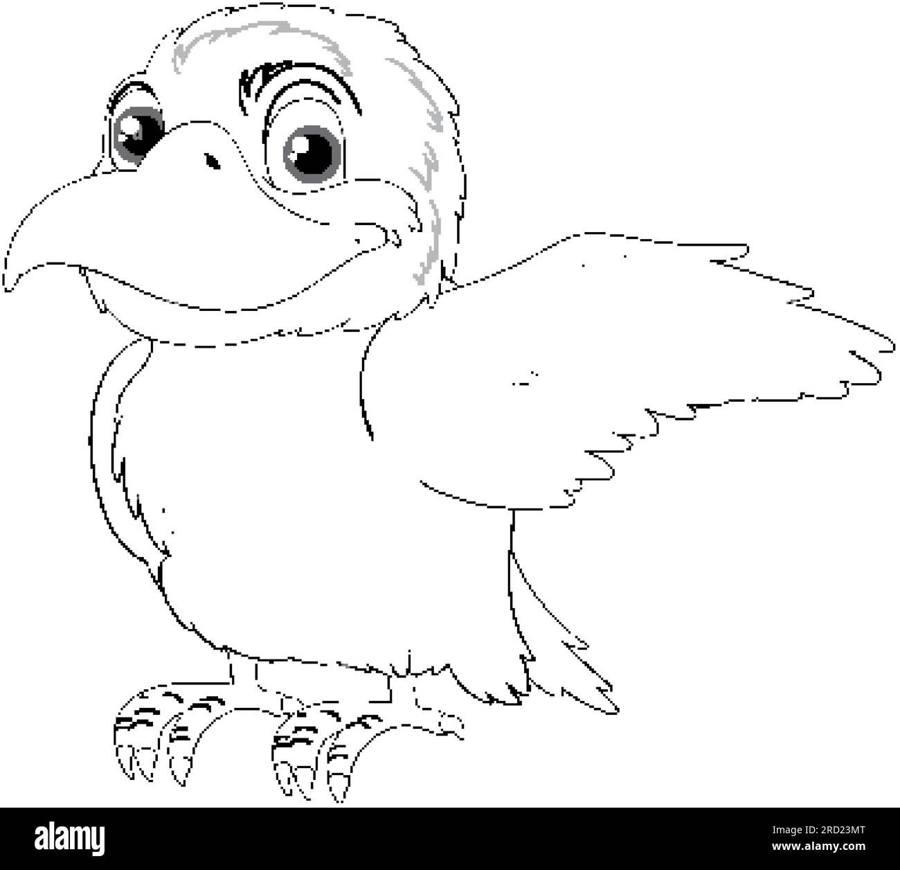 A cartoon illustration of a native Australian Kookaburra bird with one