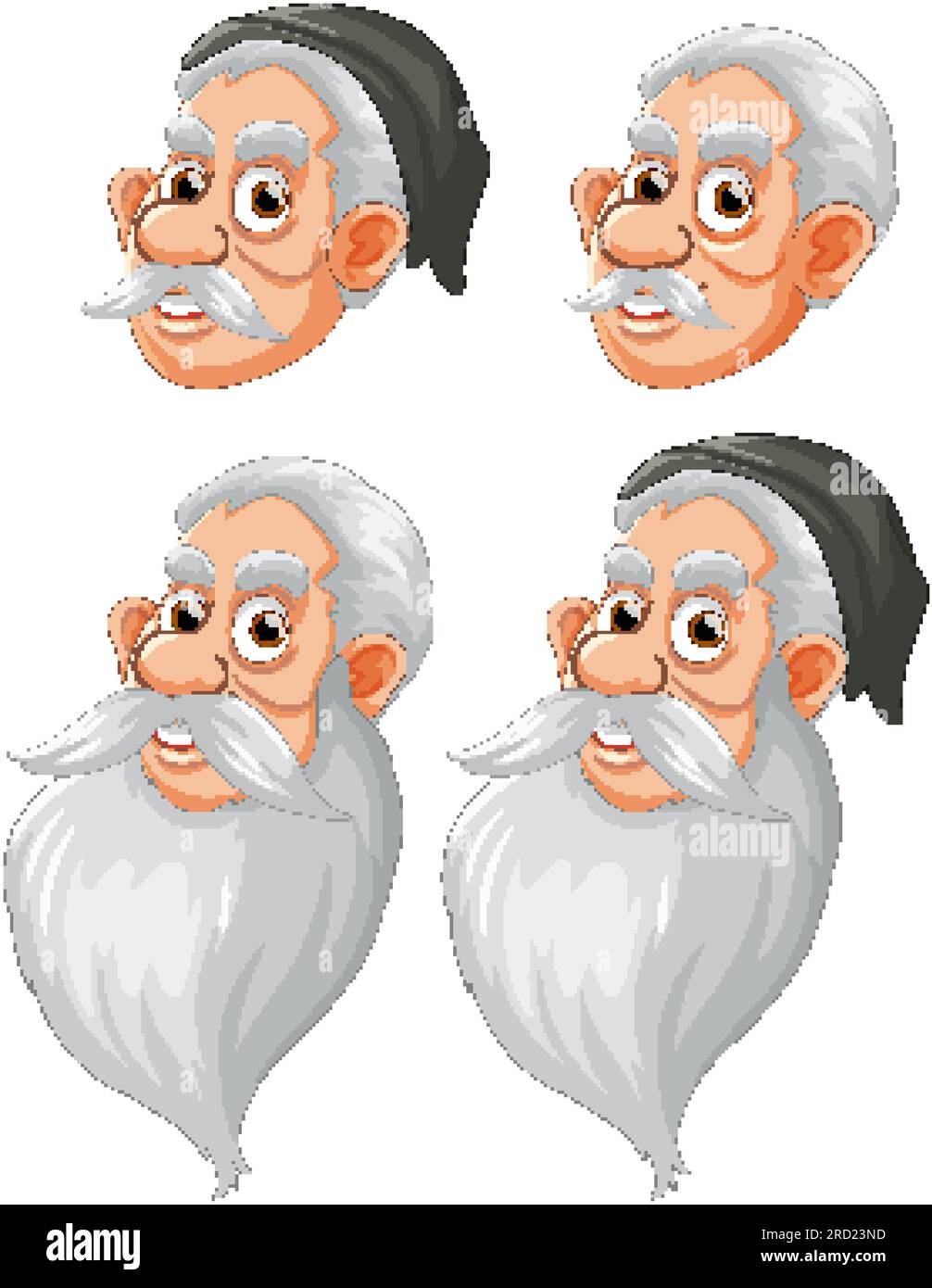 Set of old man with beard and mustache illustration Stock Vector Image ...