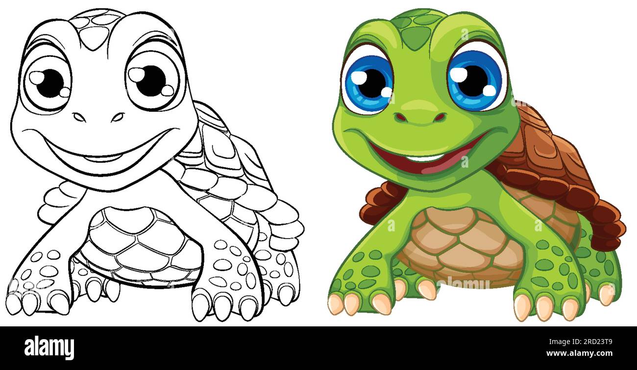 cute turtle cartoon with big eyes