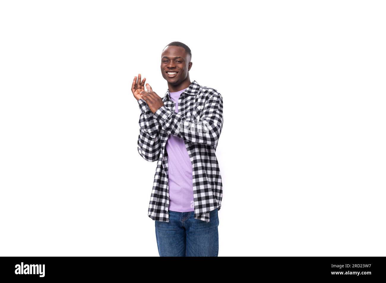 confident attractive 30 year old african guy dressed in a plaid black ...