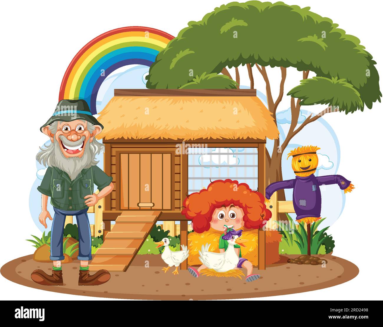 Farmer with Farm Animals illustration Stock Vector Image & Art - Alamy