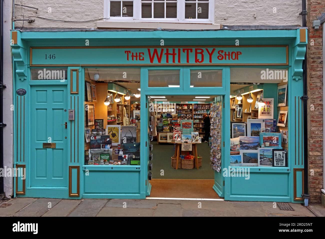 Whitby tourist shops bookstore, The Whitby Shop, 146 Church St, Whitby, North Yorkshire, Yorkshire, England, UK,  YO22 4DE Stock Photo