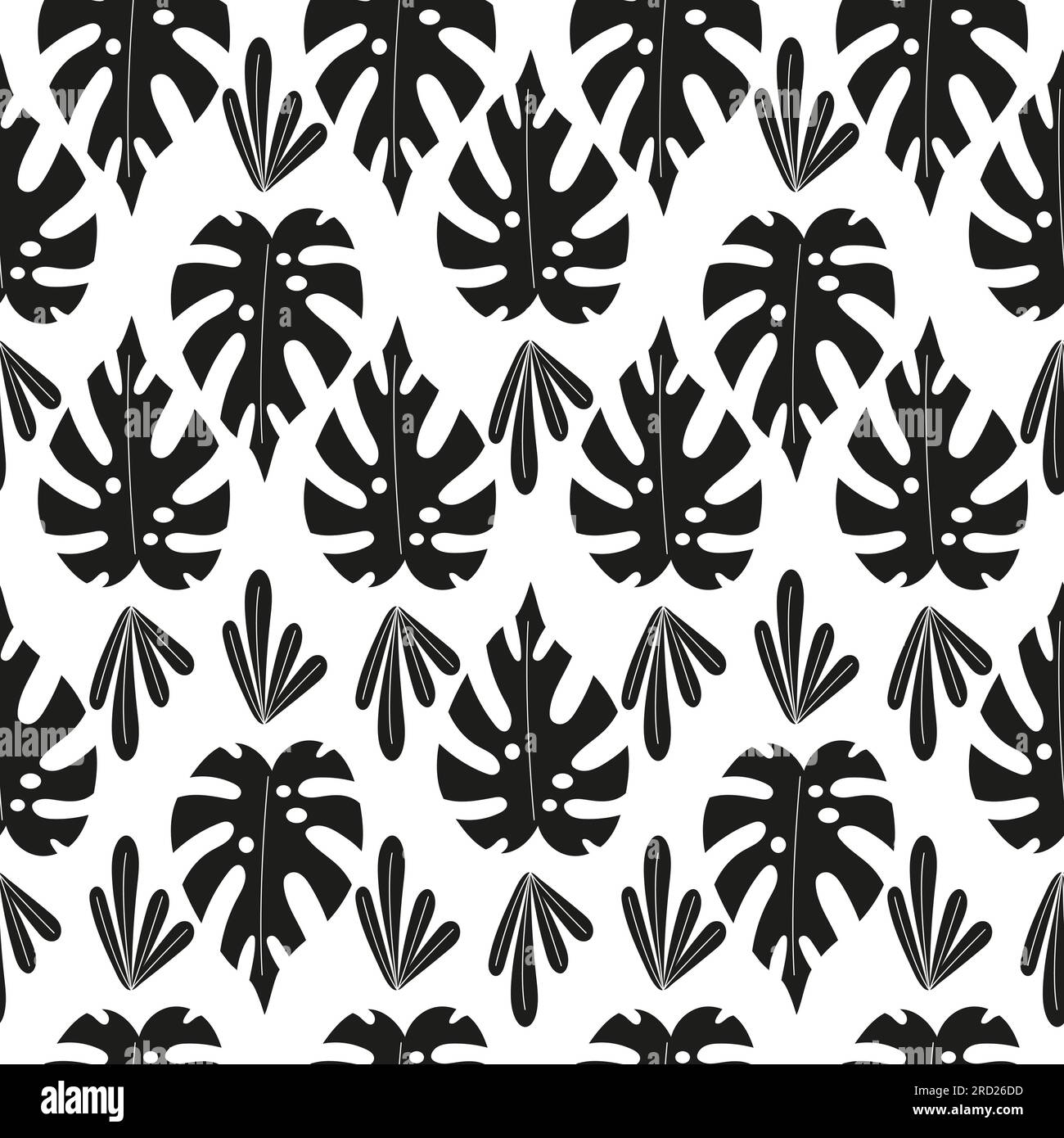 Seamless pattern with monochrome tropical palm leaves Stock Vector ...