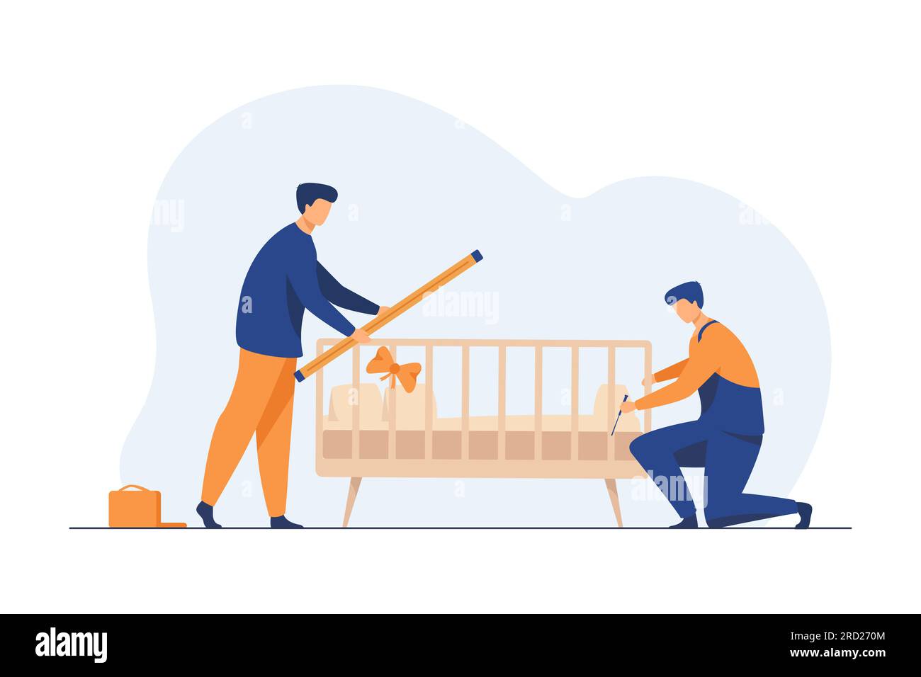 Handymen installing child cot in room Stock Vector Image & Art Alamy