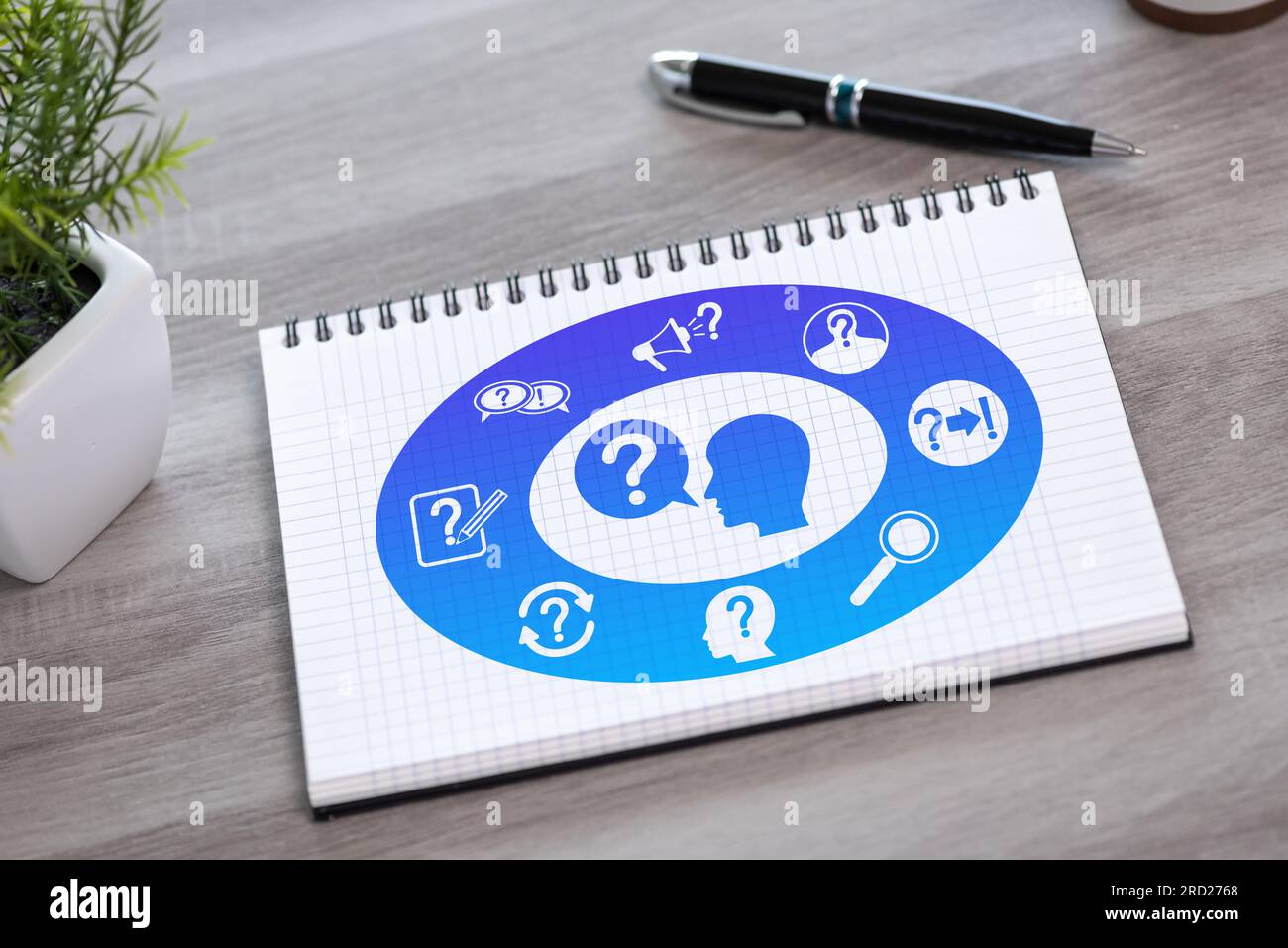 Question concept drawn on a notepad Stock Photo
