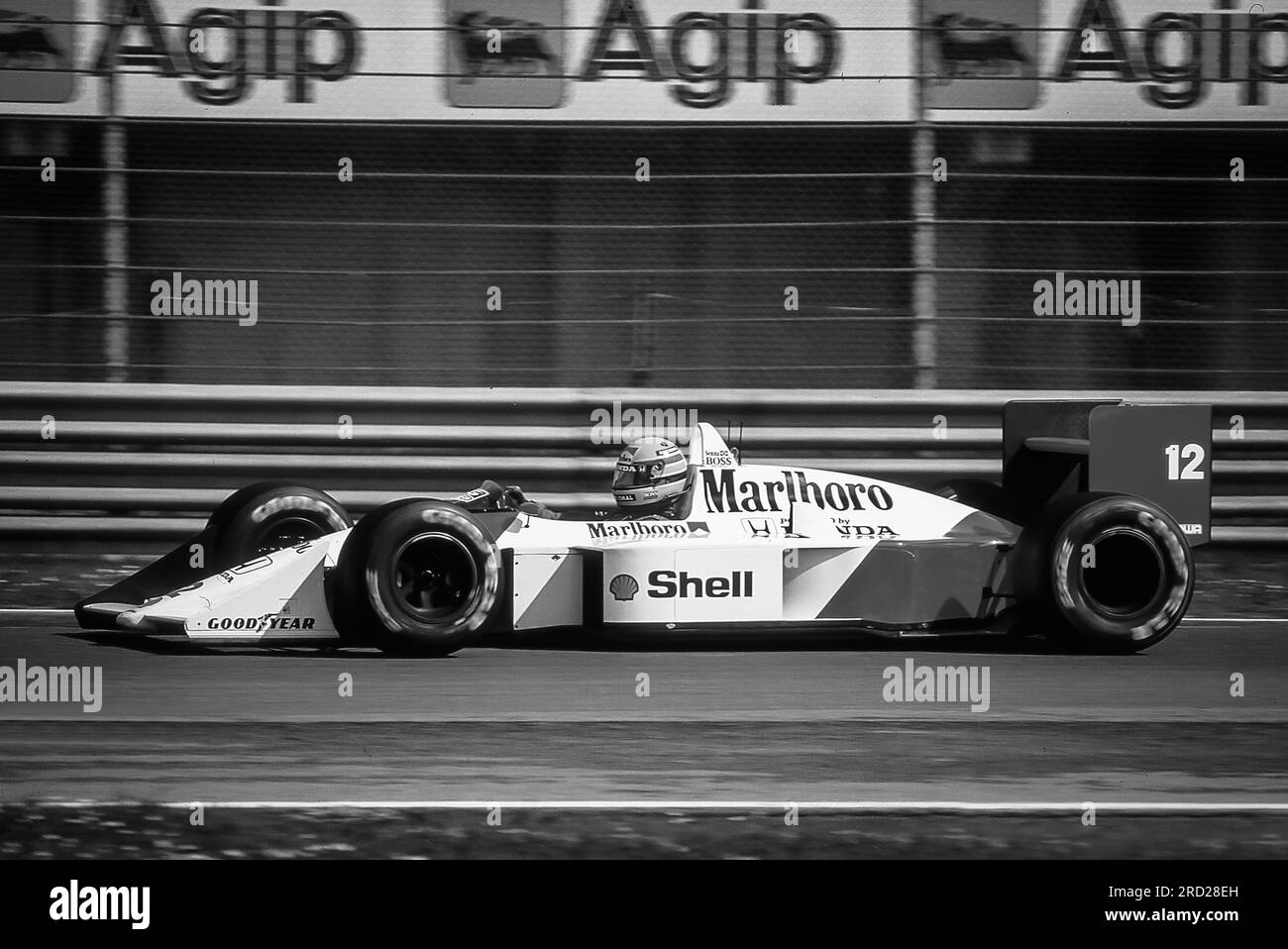 Imola, Italy. 01 May 1988. Grand Prix of San Marino. F1 World Championship 1988. #12 Ayrton Senna, Brazilian, on his Mclaren Honda. Stock Photo