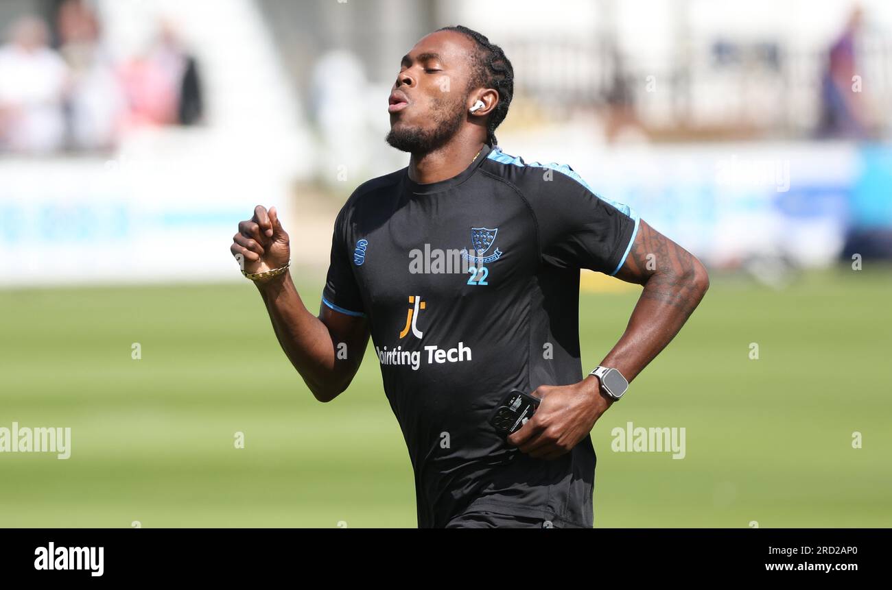Sussex and England cricketer Jofra Archer seen back in training at the