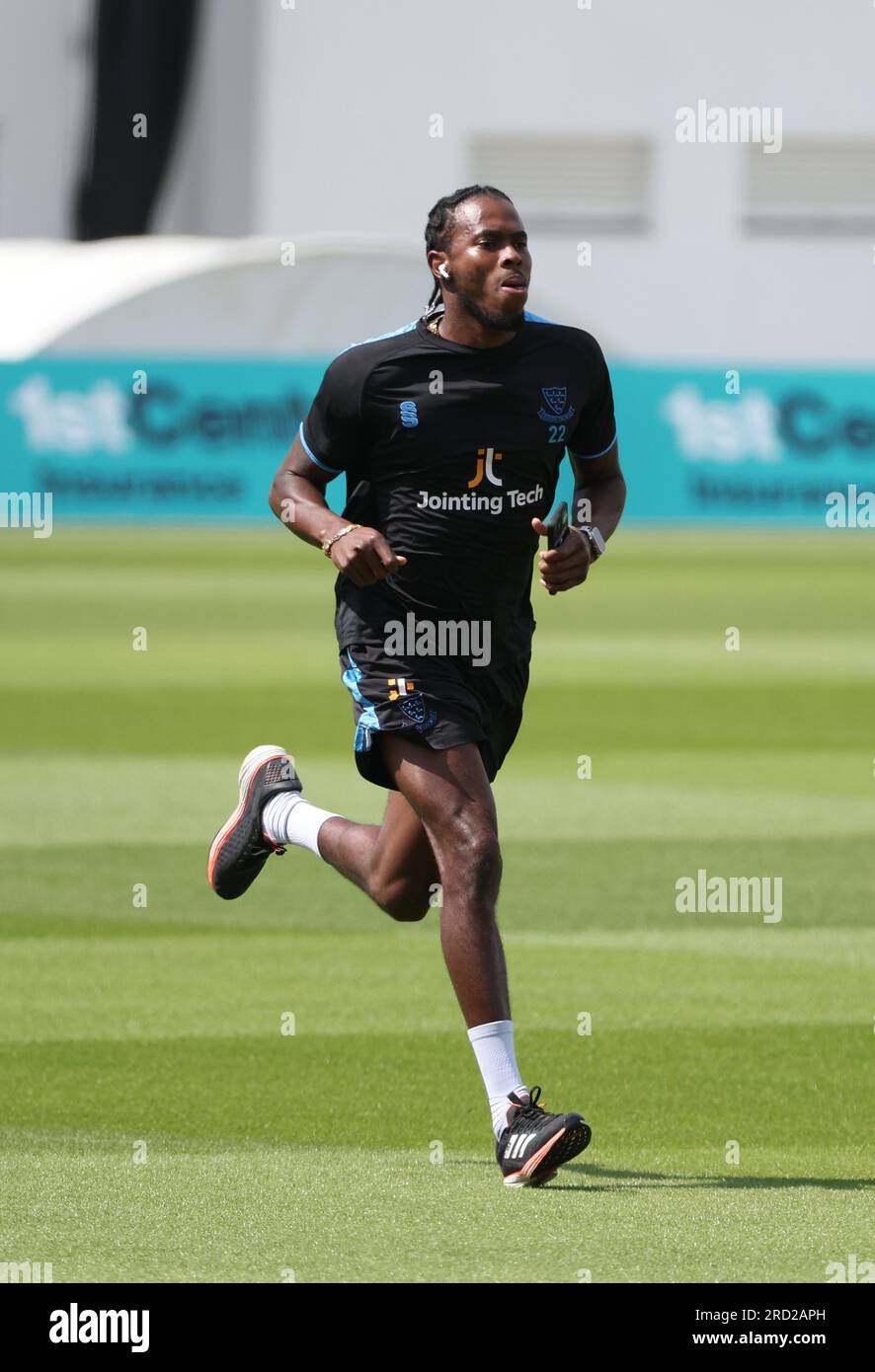 Sussex and England cricketer Jofra Archer seen back in training at the