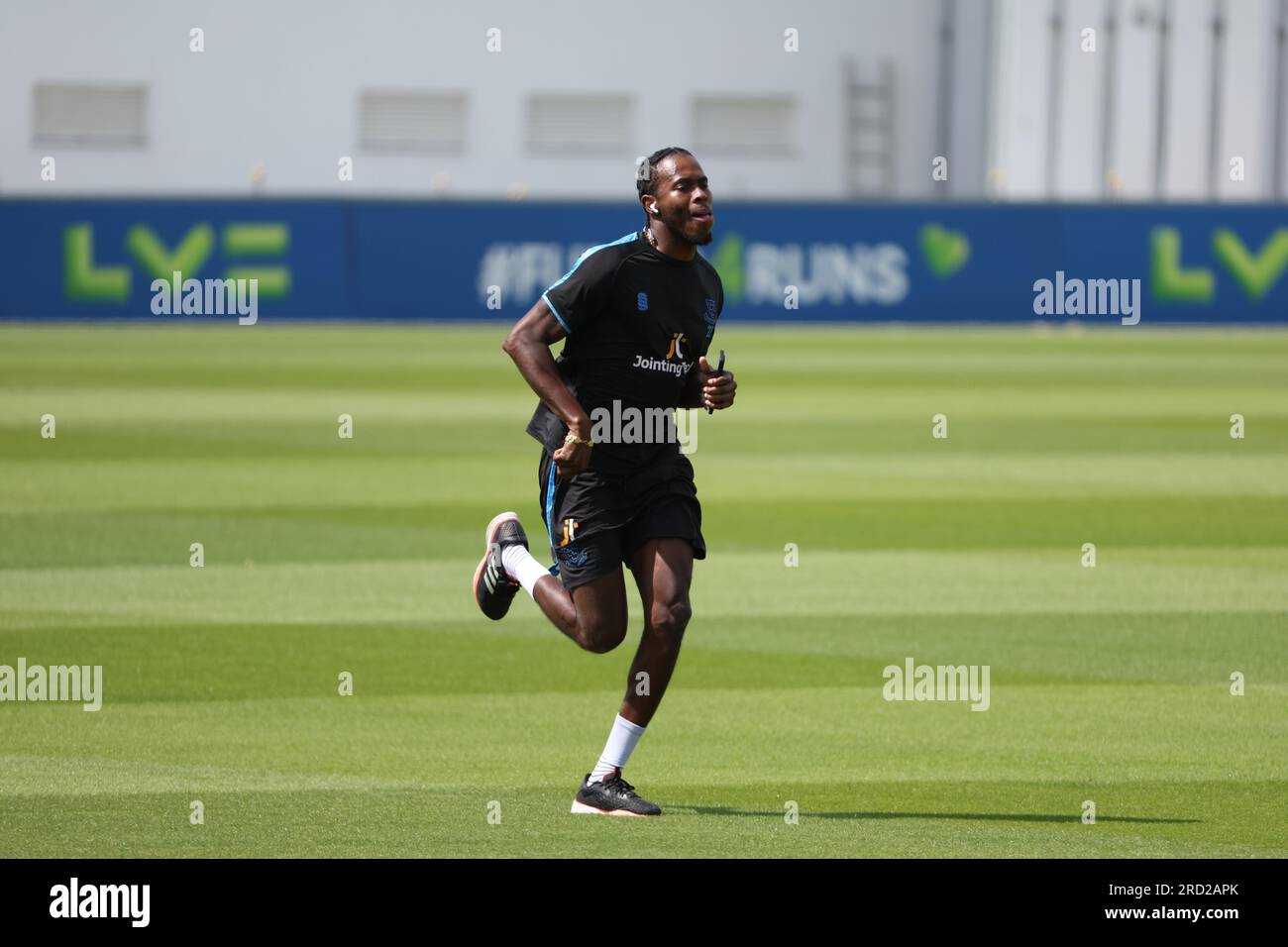 Sussex and England cricketer Jofra Archer seen back in training at the