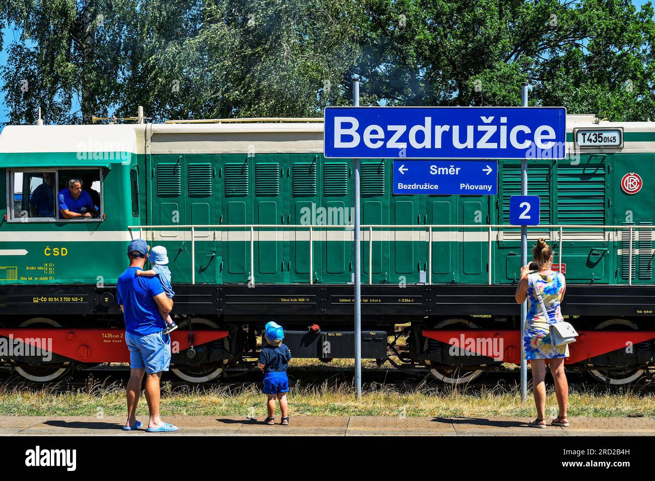 Bezdruzice, Czech Republic. 15th July, 2023. CD Nostalgia has prepared a rich programme for those interested in railway history. Pictured the Bezdruzice steamy summer ('Bezdruzicke parni leto') in Bezdruzice, near Tachov, Czech Republic, July 15, 2023. The program also included an exhibition of historical locomotives and trains. Credit: Miroslav Chaloupka/CTK Photo/Alamy Live News Stock Photo