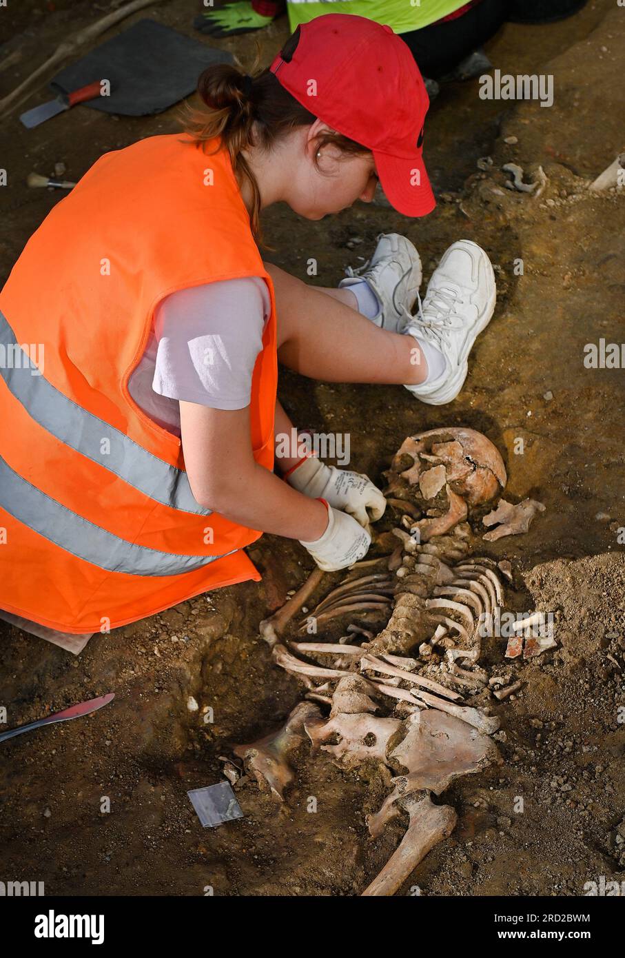 Jihlava, Czech Republic. 18th July, 2023. Archaeologists together with