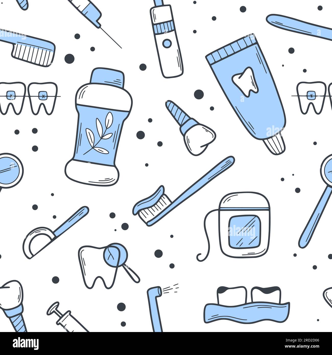 Hand drawn dentistry seamless pattern Stock Vector