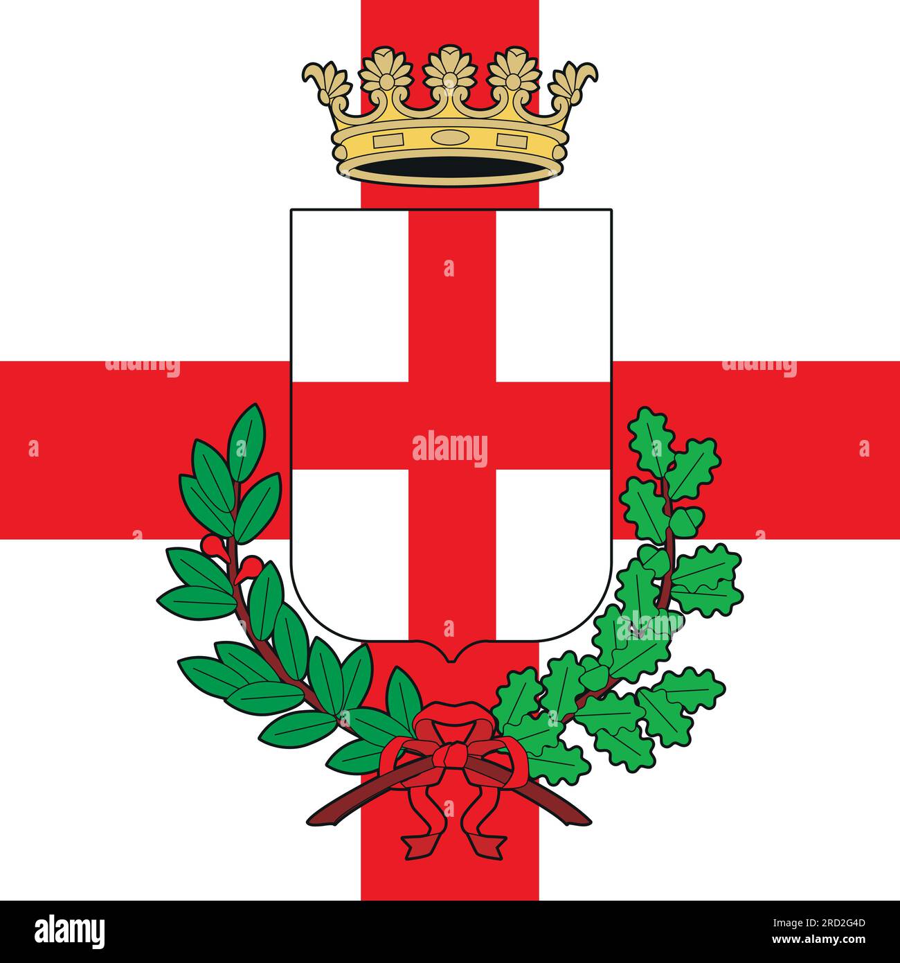 Padova or Padua city coat of arms on the flag, Italy, vector