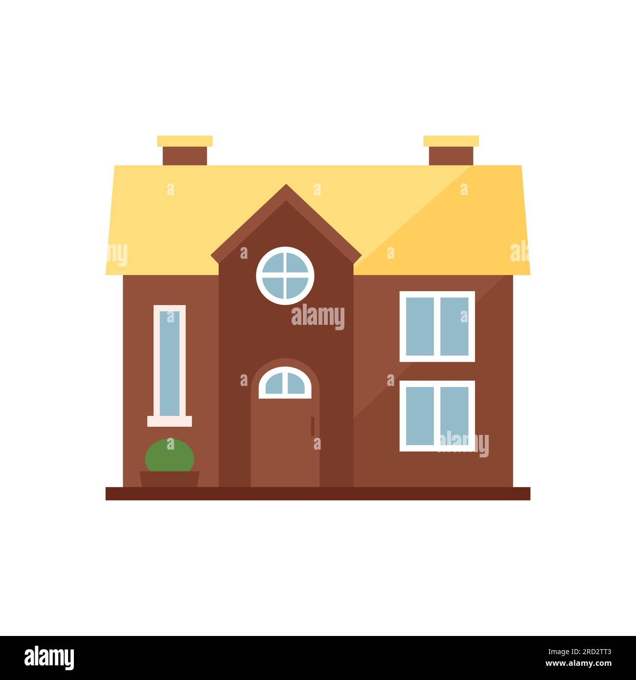 Brown cottage with yellow roof illustration Stock Vector Image & Art ...