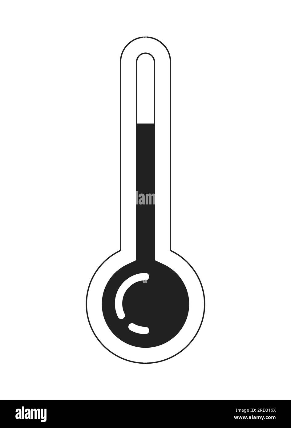 Thermometer hot monochrome flat vector object Stock Vector