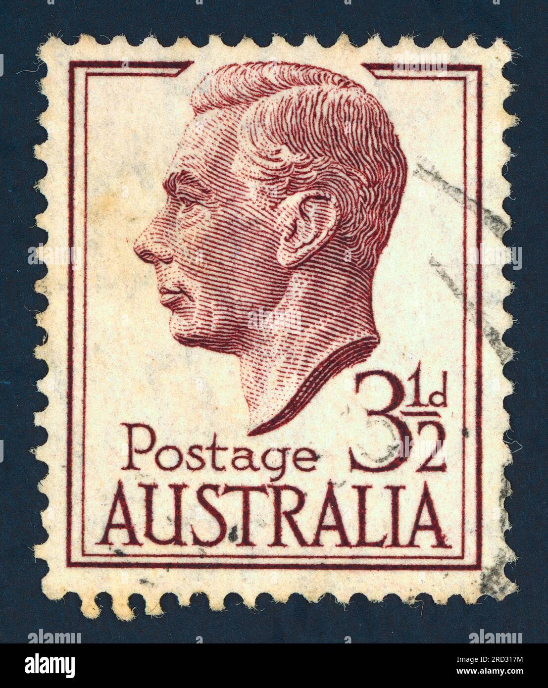 King George VI. Postage stamp issued in Australia. Stock Photo
