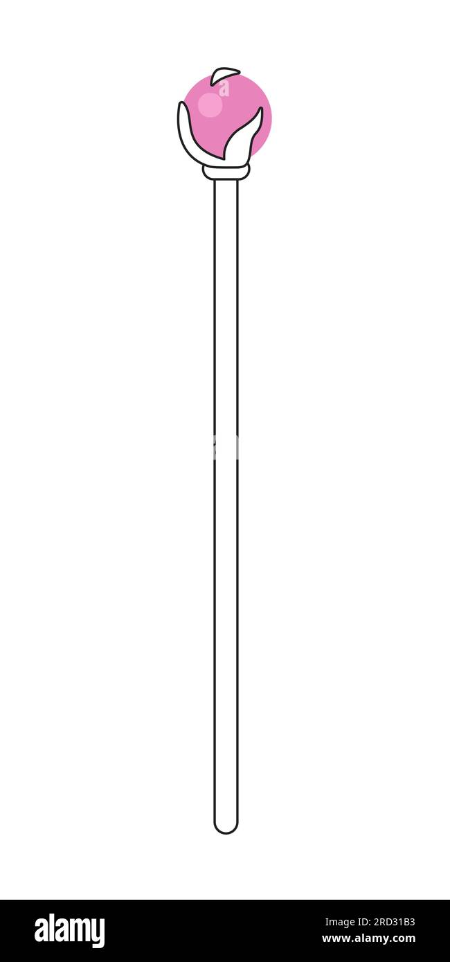 Wizard staff for magical tricks monochrome flat vector object Stock