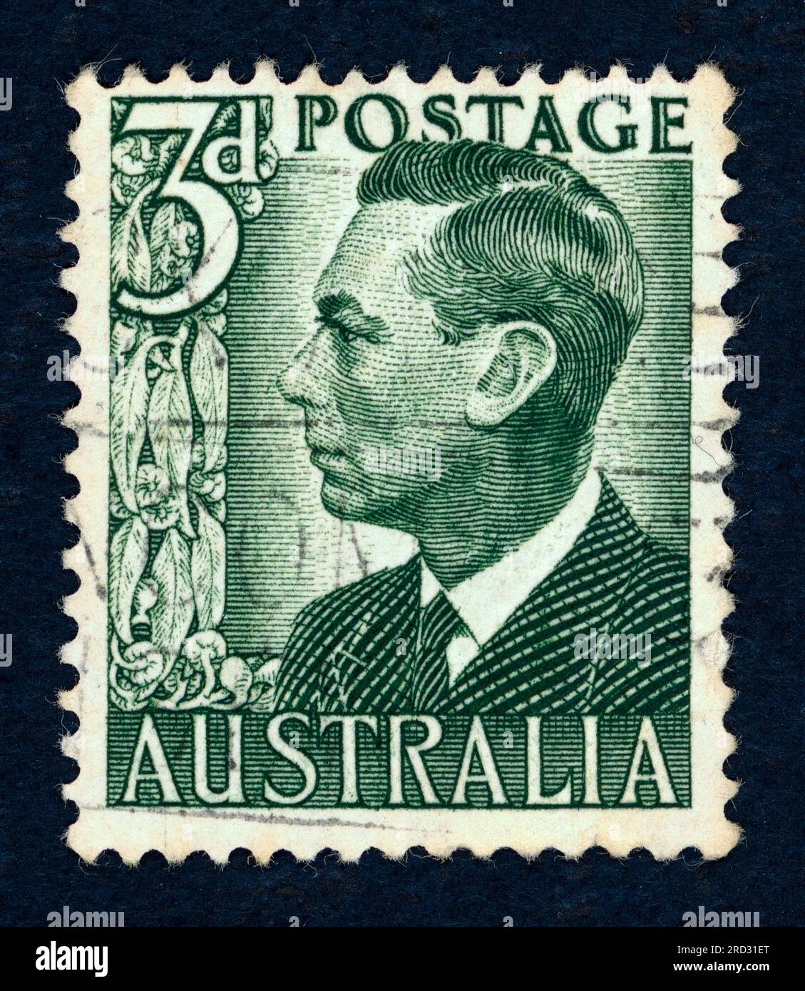 King George VI. Postage stamp issued in Australia. Stock Photo