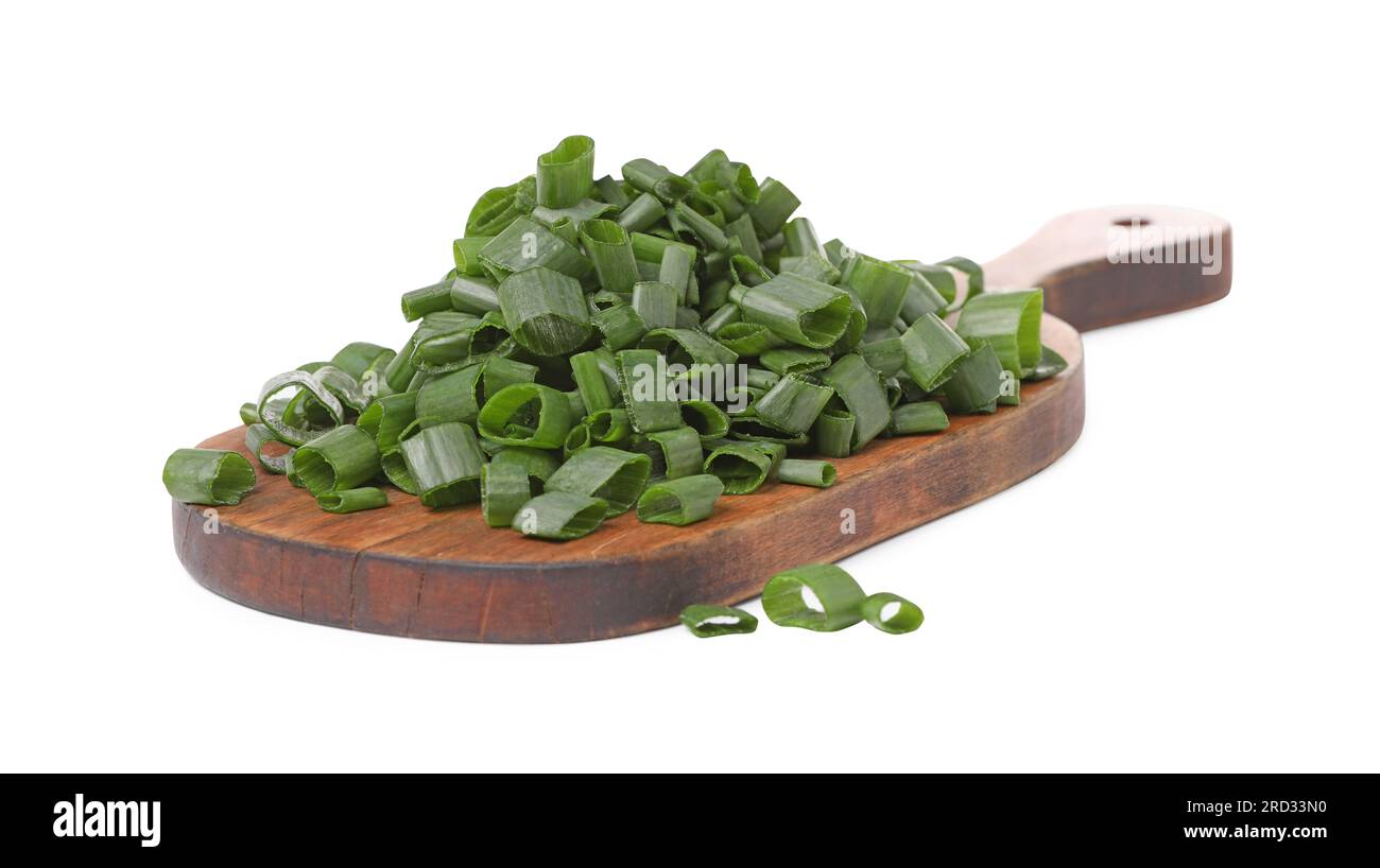 Chopped fresh green onion isolated on white Stock Photo - Alamy